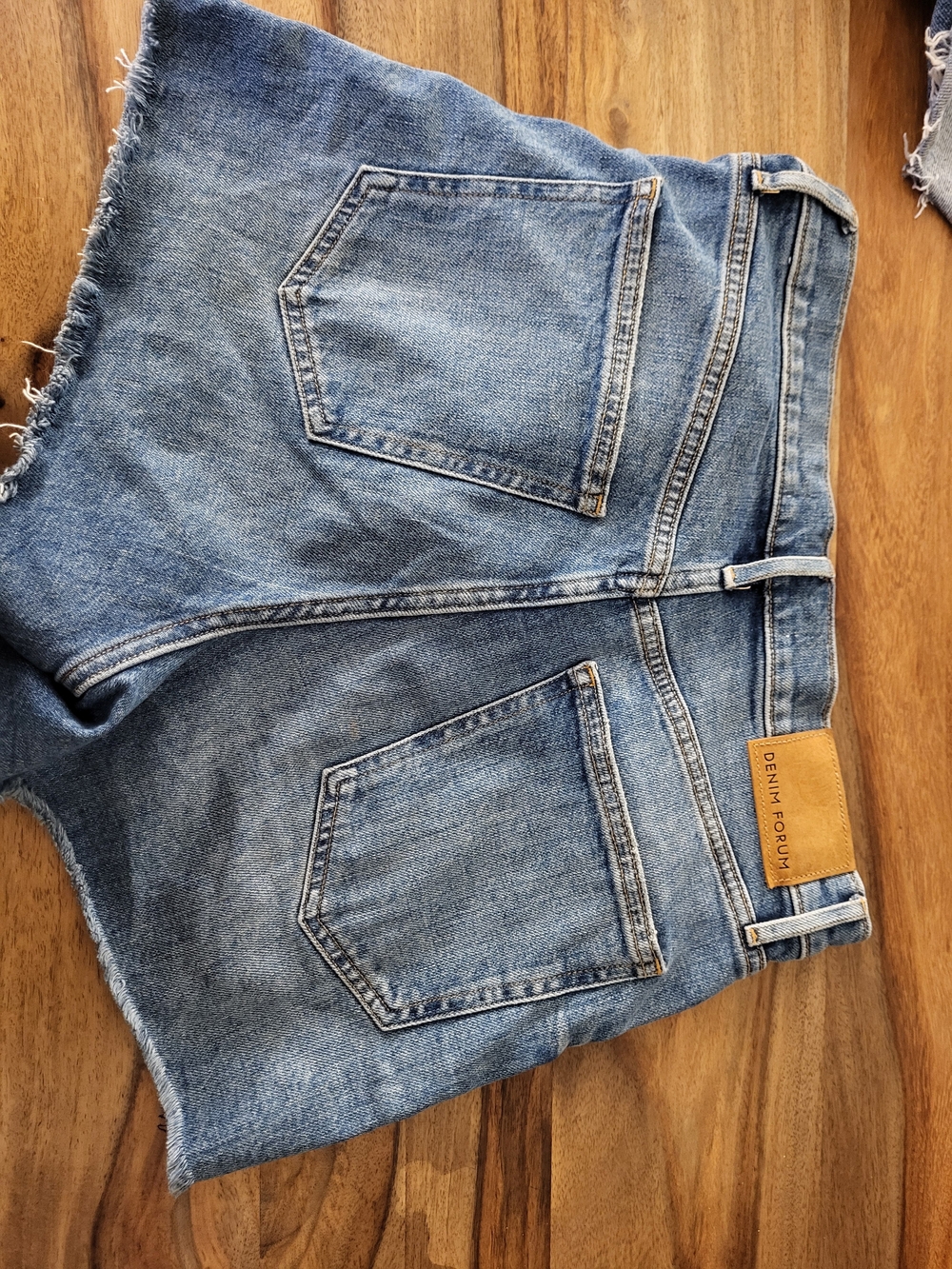 Denim Forum High-Rise Cutoff Denim Shorts - Light Blue